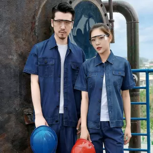 Denim Short-Sleeve Workwear